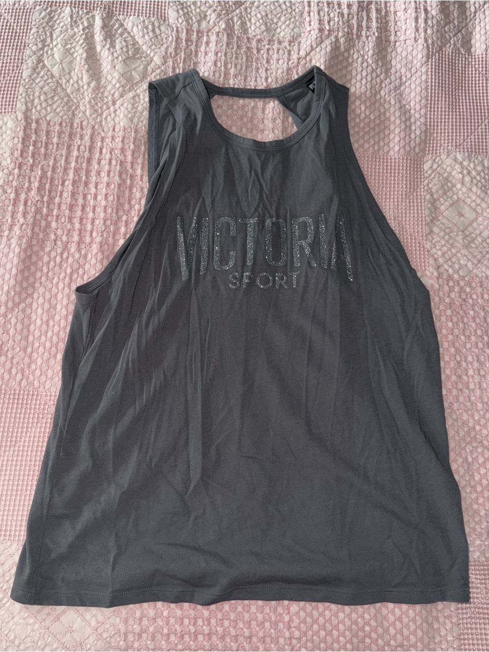 Victoria's Secret Gray Sparkle Logo Tank Top